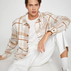 Camisa de lenhador xadrez com gola clássica de manga comprida