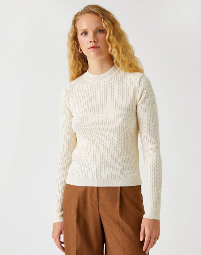 Camisola Creme de Malha Detalhada - Image 3