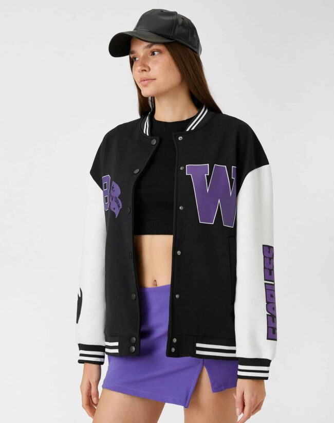 Casaco Bomber Universitário Oversize com Estampado e Forro de Lã - Image 3